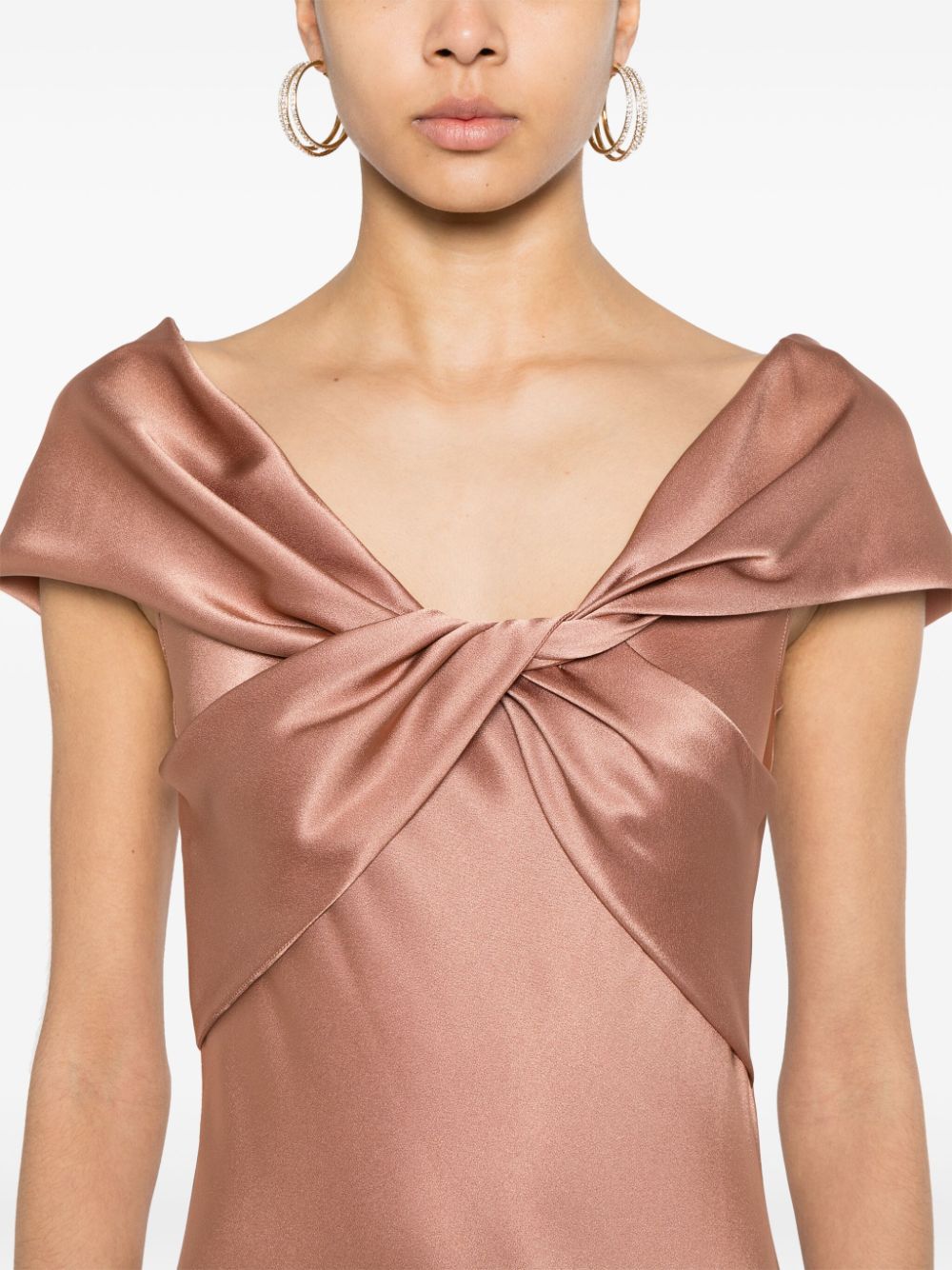 Shop Alberta Ferretti Satin-weave Maxi Dress In Pink