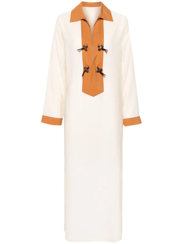Fortela W-ADISH1 Crinkled Kaftan Dress in Neutrals