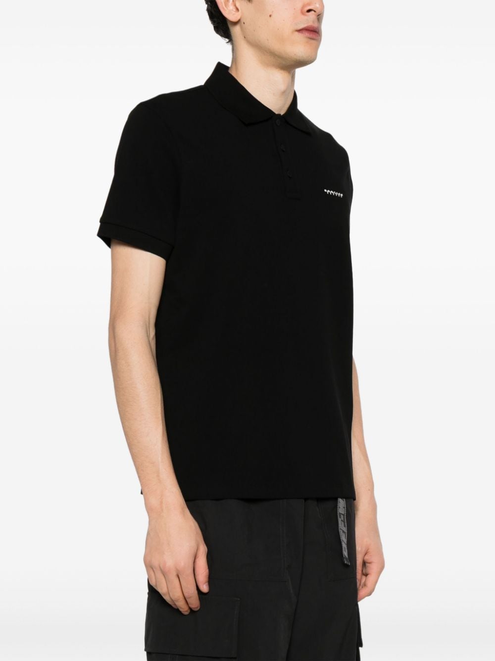 Shop Moncler Rubberised-logo Polo Shirt In Black