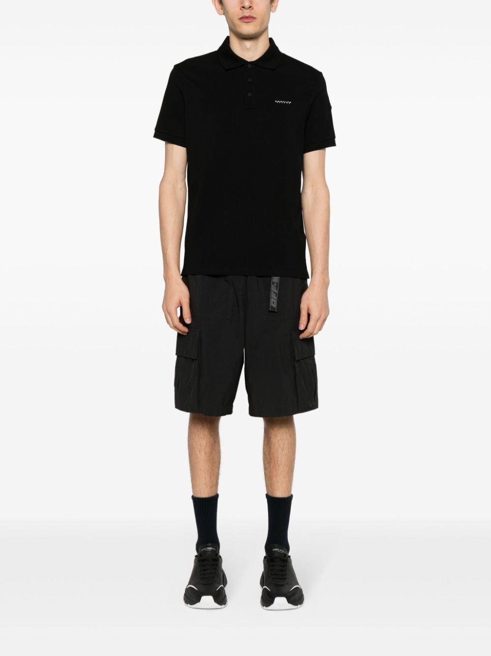 Moncler rubberised-logo polo shirt - Zwart