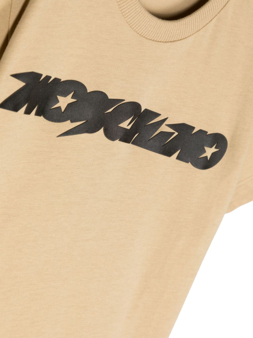 Shop Moschino Logo-appliqué Cotton T-shirt In Neutrals