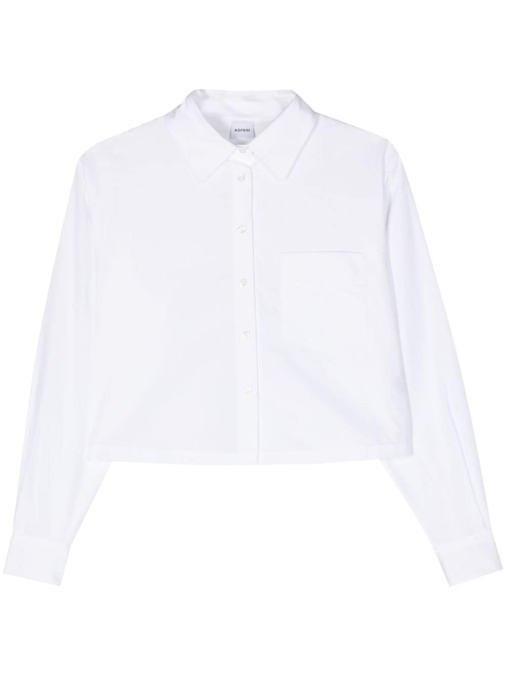 Shop Aspesi Cropped Cotton Shirt In White