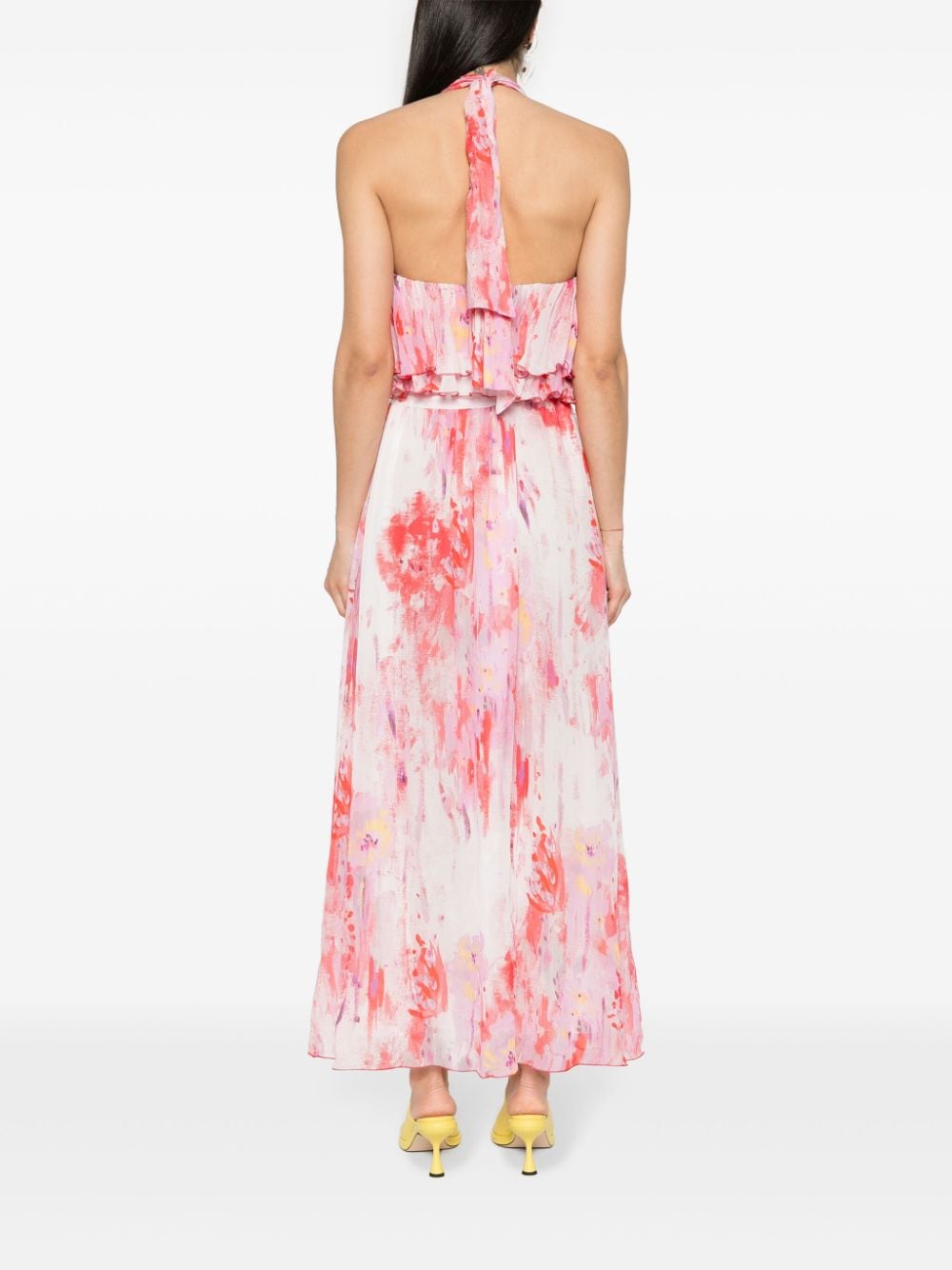 Shop Msgm Abstract-print Maxi Dress In Pink