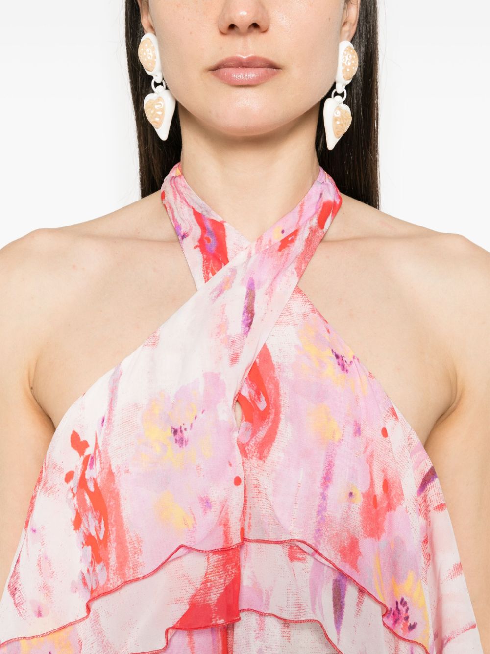 Shop Msgm Abstract-print Maxi Dress In Pink