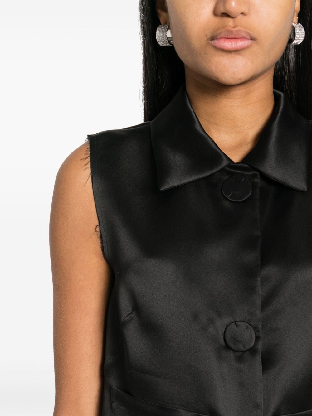 Shop N°21 Satin-finish Silk Gilet In Black