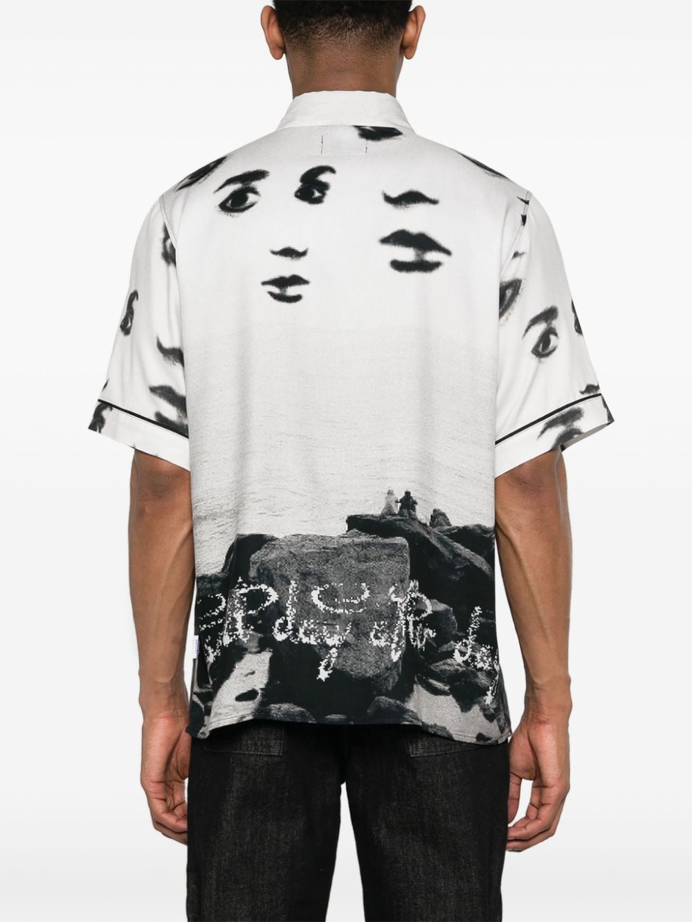 Shop Rassvet Eye-print Twill Shirt In 黑色
