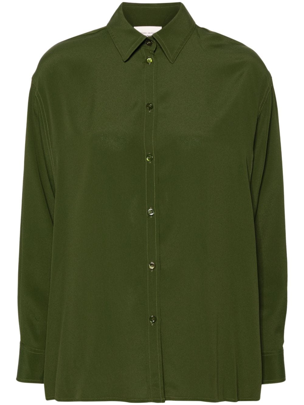 Shop Semicouture Classic-collar Crepe Shirt In Green