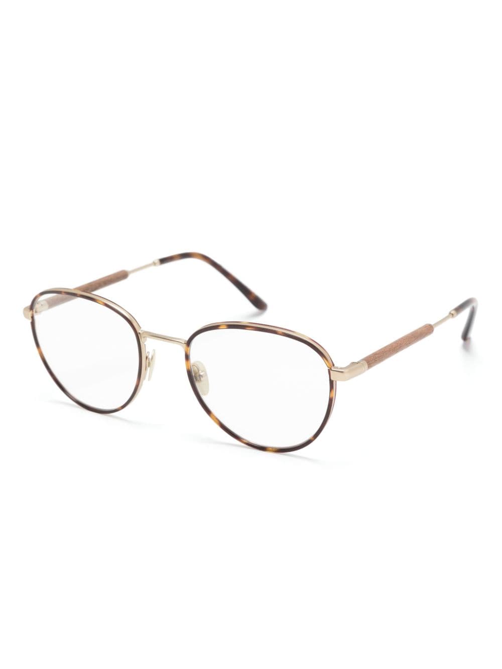 Shop Giorgio Armani Panto Round-frame Glasses In Gold