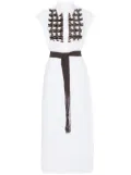 P.A.R.O.S.H. sequin-embellished sleeveless shirt dress - White