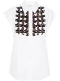P.A.R.O.S.H. sequin-embellished sleeveless shirt - White