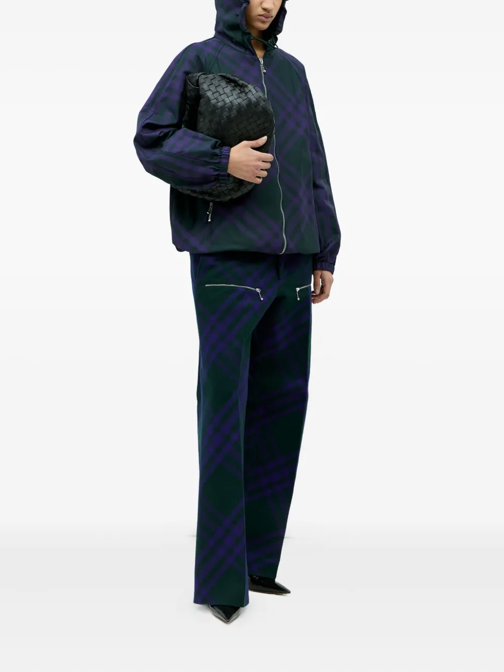 Burberry hooded plaid jacket Groen