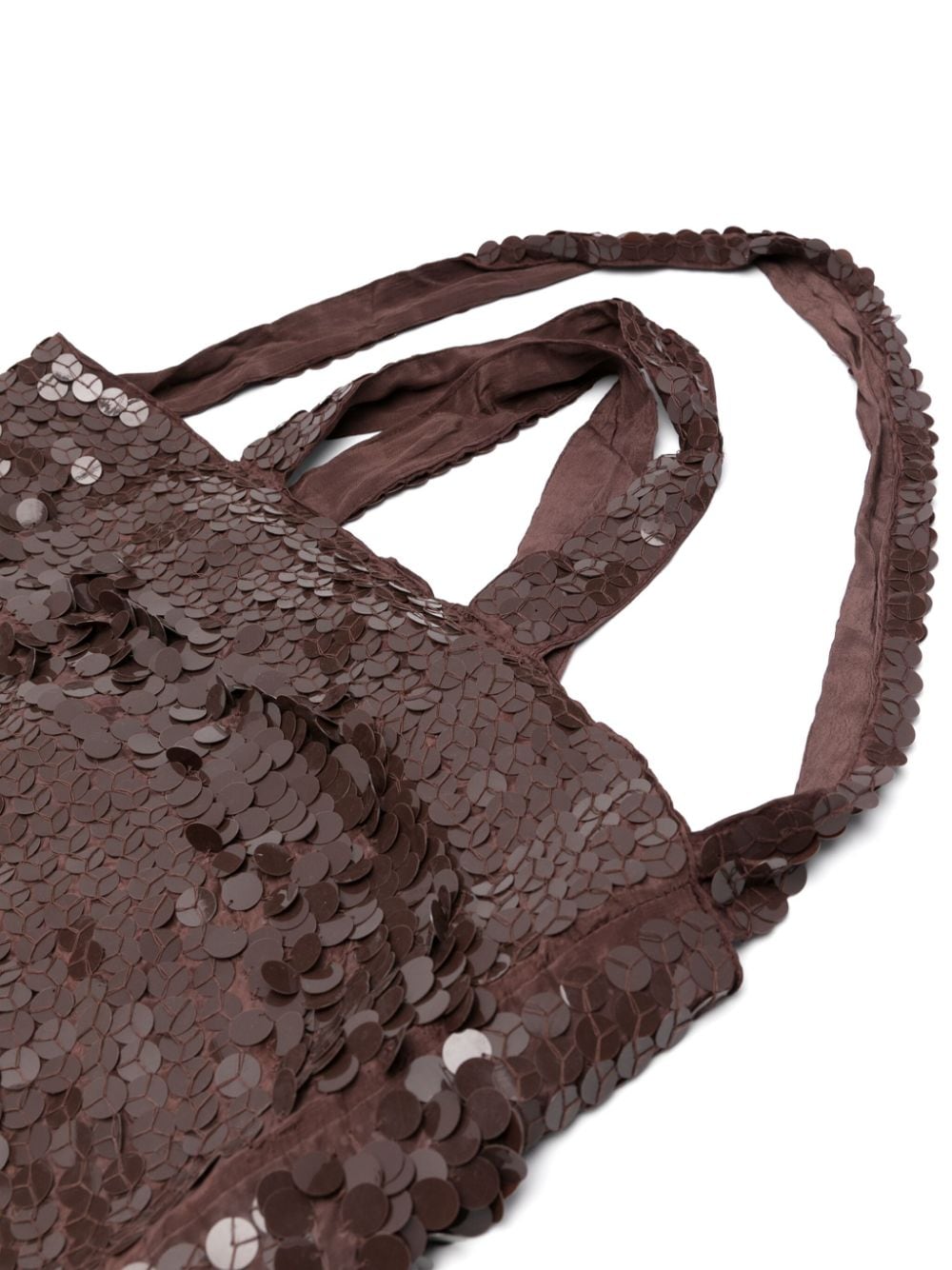 Shop P.a.r.o.s.h Giorgi Sequin-embellished Tote Bag In Brown