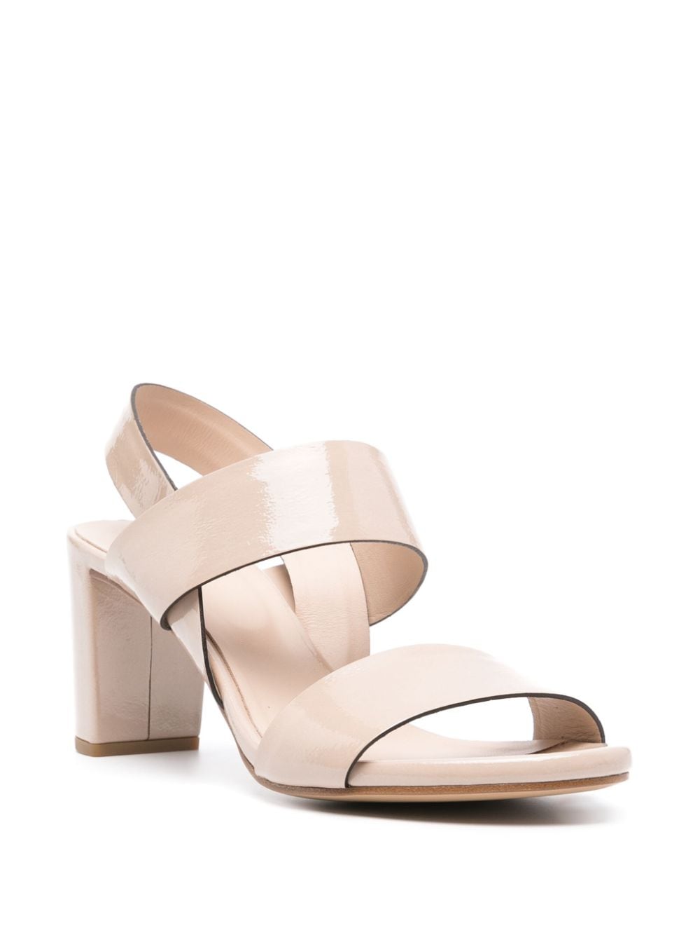 Shop Del Carlo 75mm Patent Leather Sandals In Neutrals