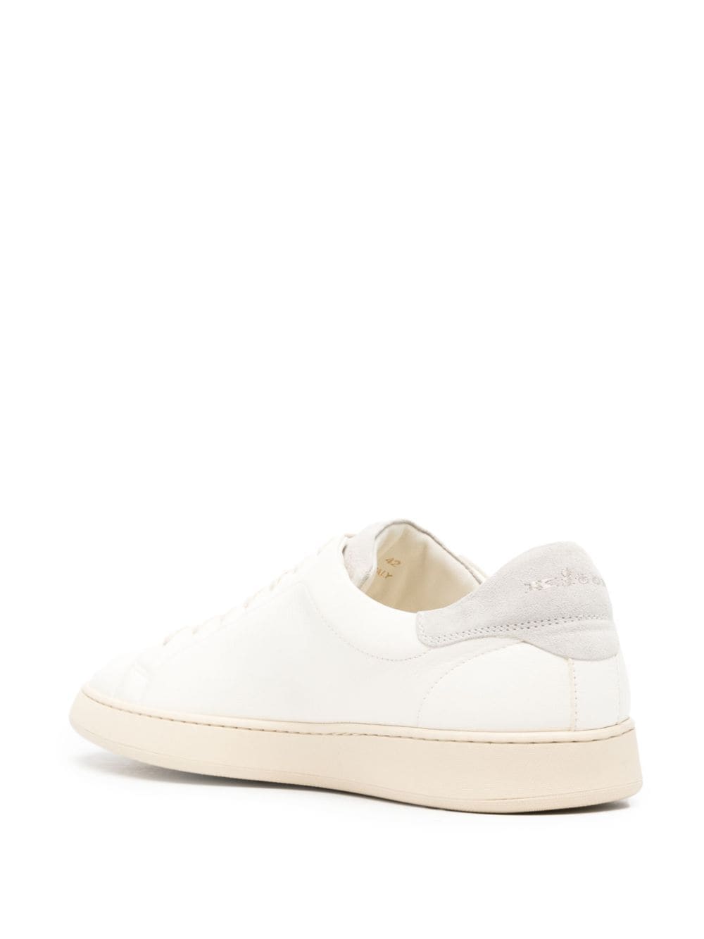 Shop Kiton Pebbled-leather Sneakers In White