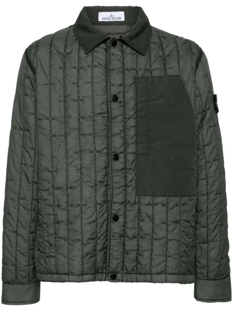 Stone Island press-stud quilted shirt jacket
