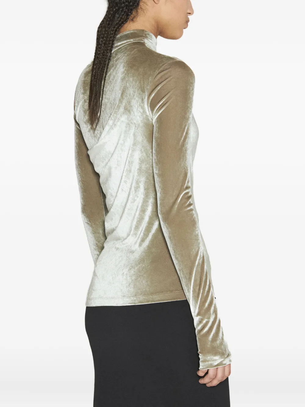 Helmut Lang draped velvet top Groen
