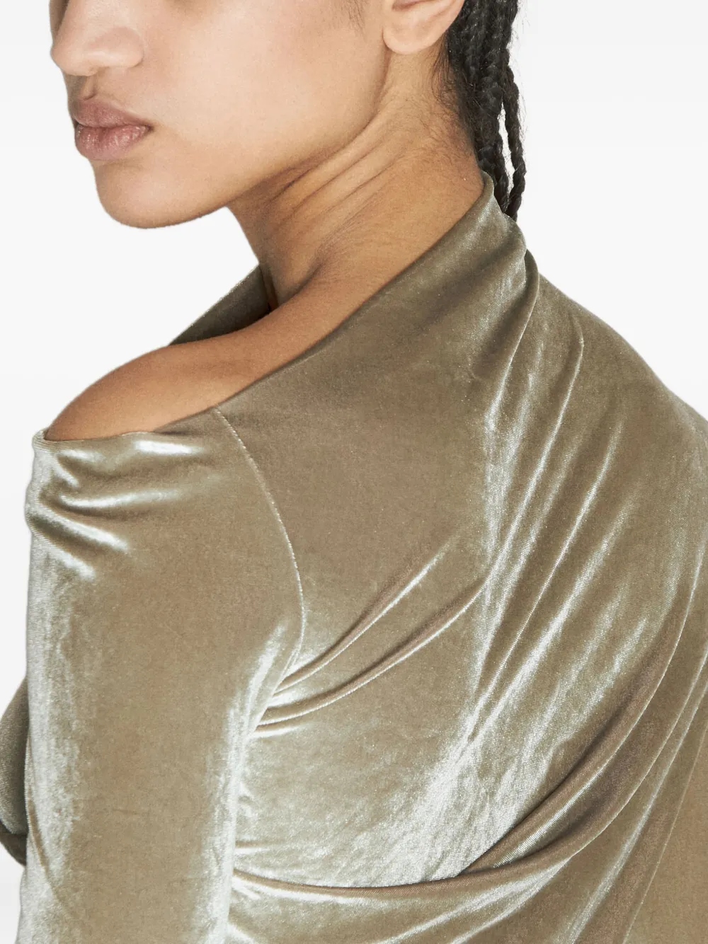 Helmut Lang draped velvet top Groen