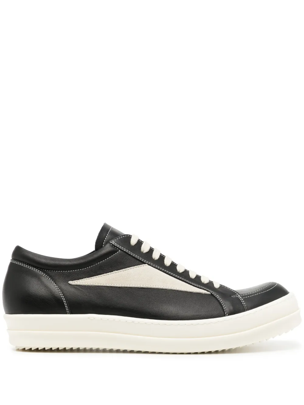 Rick Owens Vintage Suede-trimmed Leather Sneakers In Black