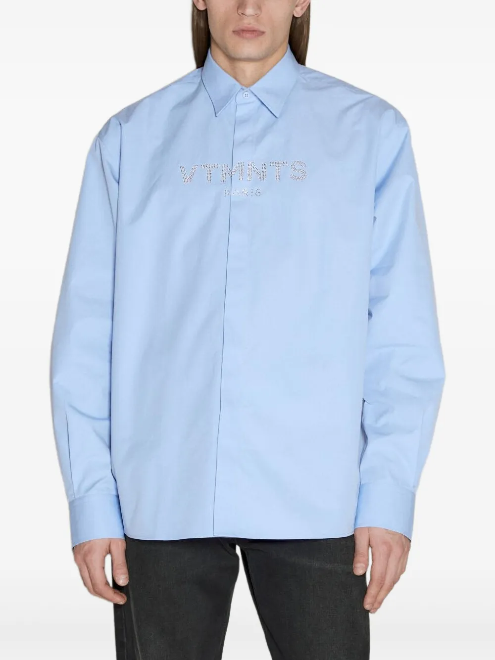 VTMNTS Overhemd met logo van stras Blauw