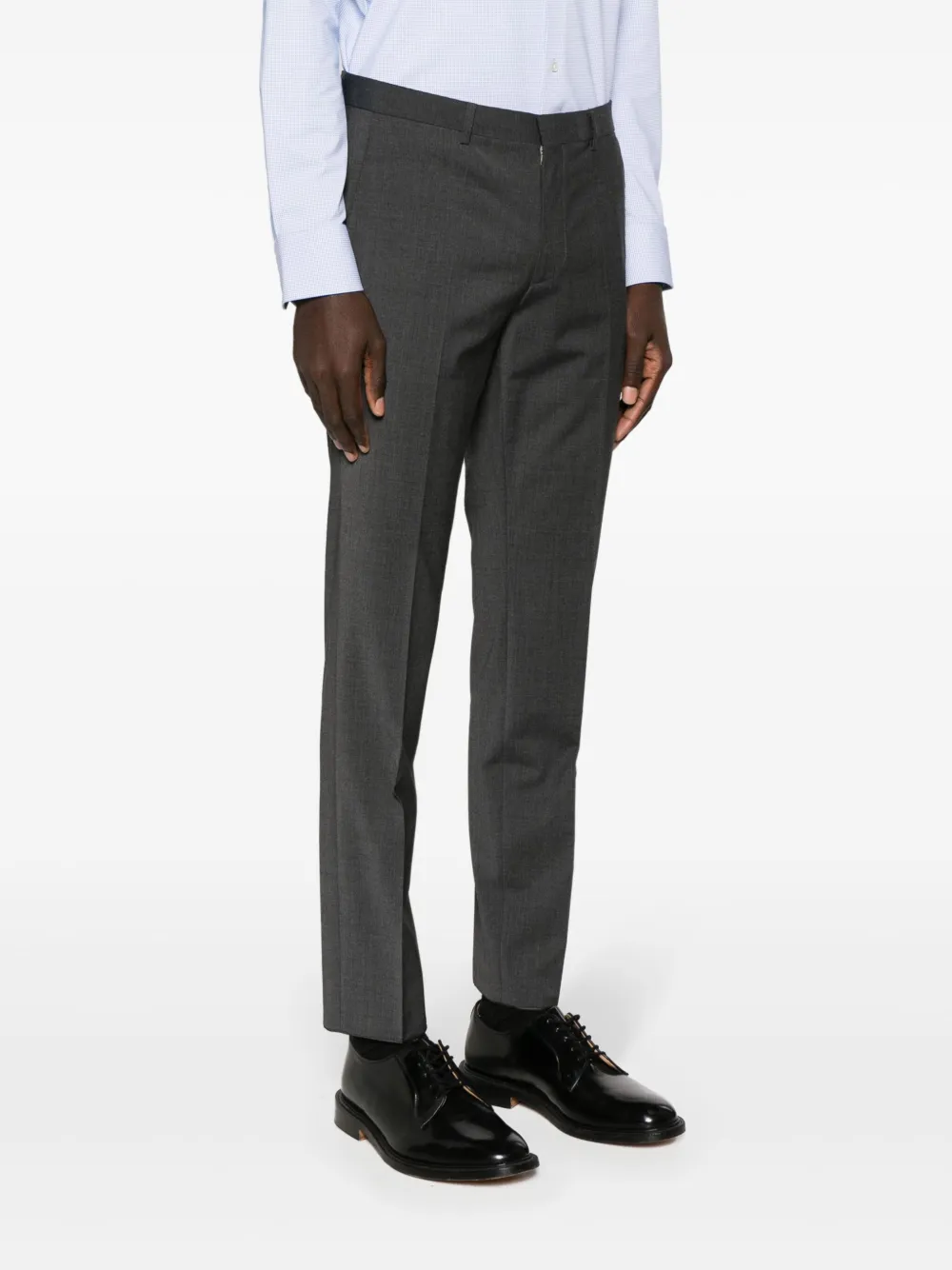 Shop Hugo Boss Mid-rise Tapered Trousers In Grey