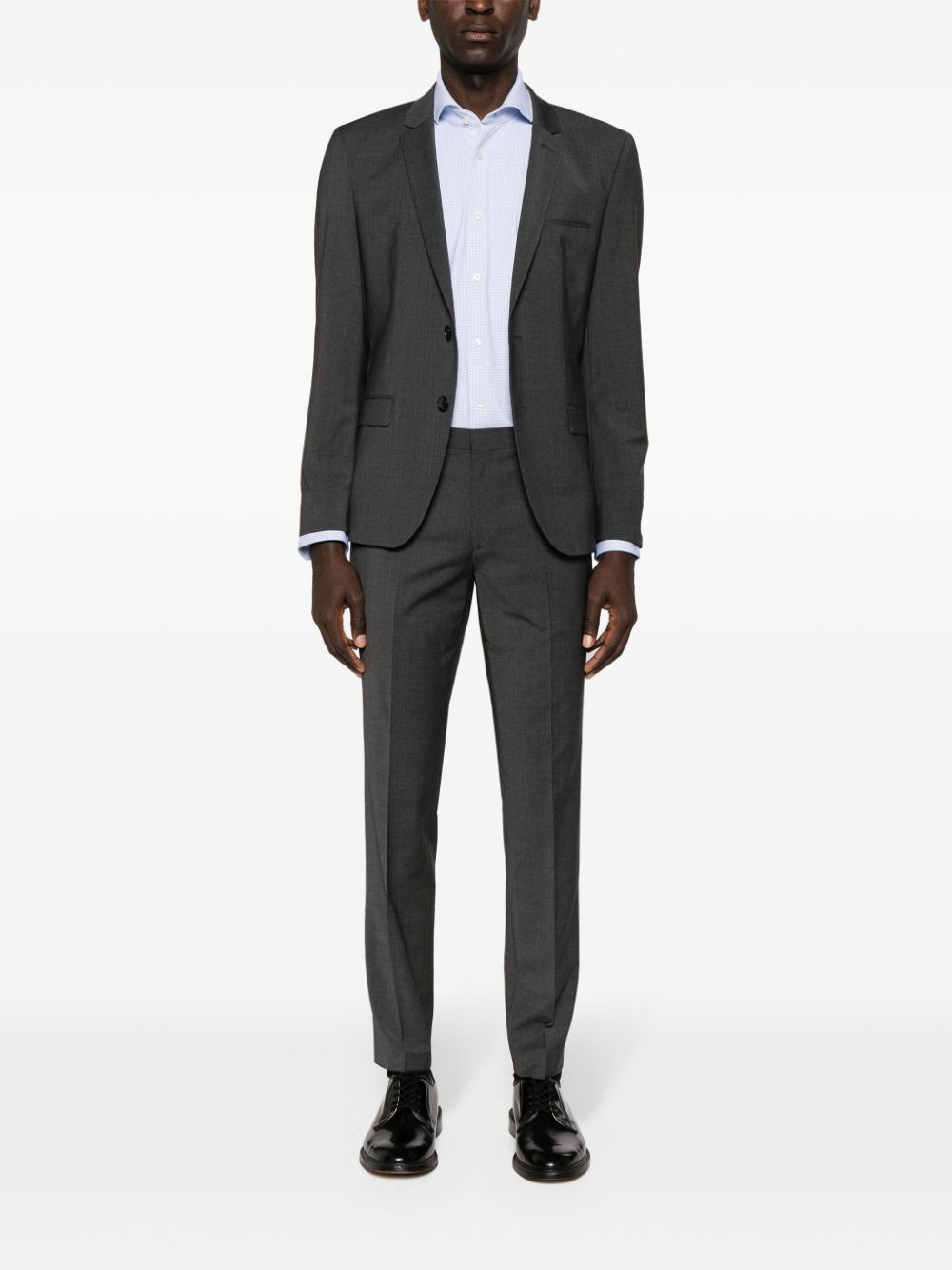 Shop Hugo Boss Mid-rise Tapered Trousers In Grey