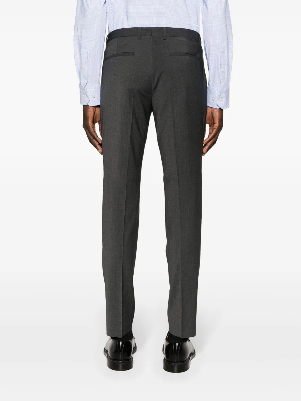 Shop Hugo Boss Mid-rise Tapered Trousers In Grey