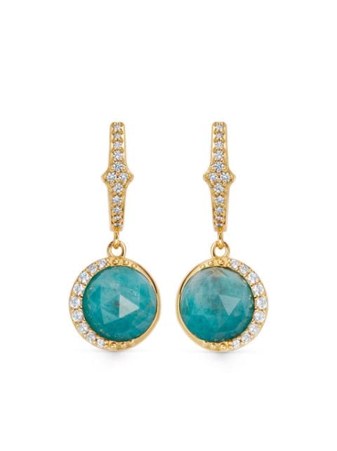 Astley Clarke 18kt recycled yellow gold Luna amazonite and sapphire drop earrings