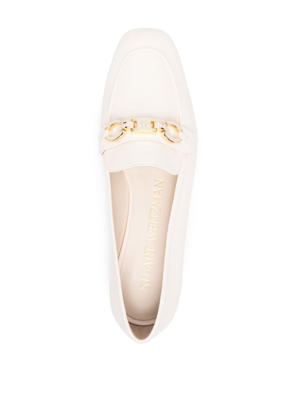 Shop Stuart Weitzman Logo-plaque Leather Loafers In Neutrals