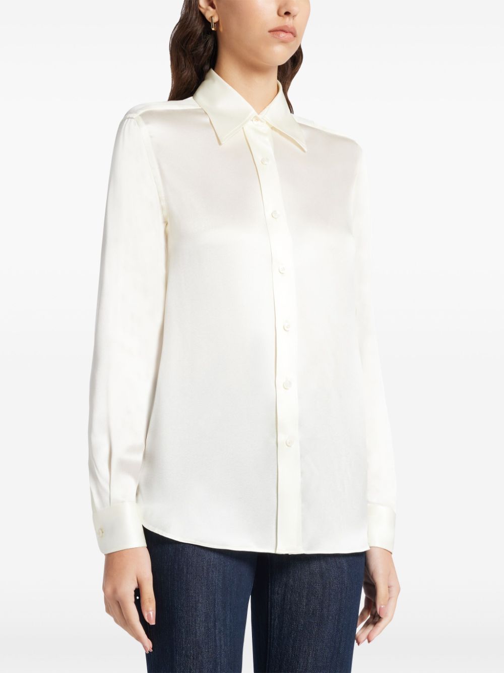 Shop Tom Ford Long-sleeve Silk Shirt In White