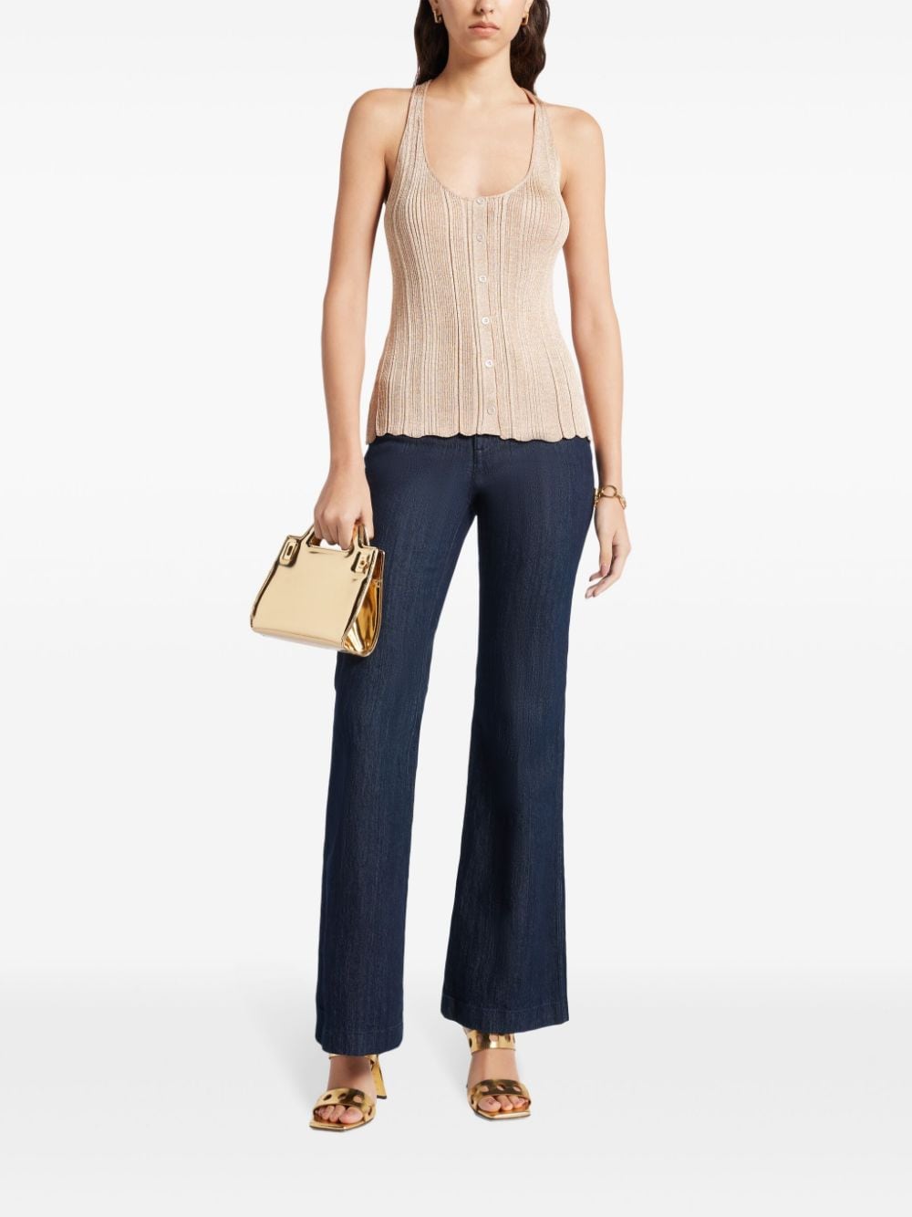 Shop Tom Ford Lurex-detailing Ribbed Tank Top In Neutrals