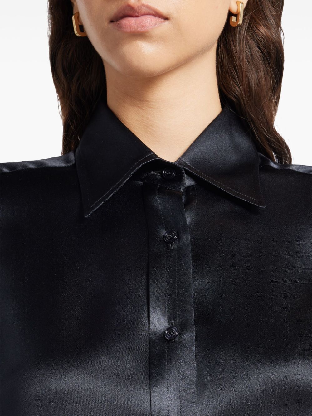 Shop Tom Ford Silk-charmeuse Shirt In Black