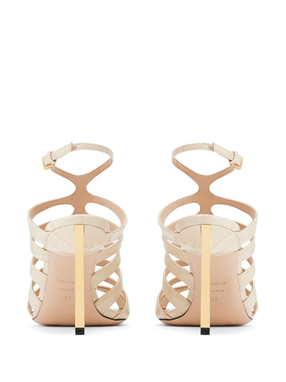Shop Tom Ford 85mm Crocodile-embossed Leather Sandals In Neutrals