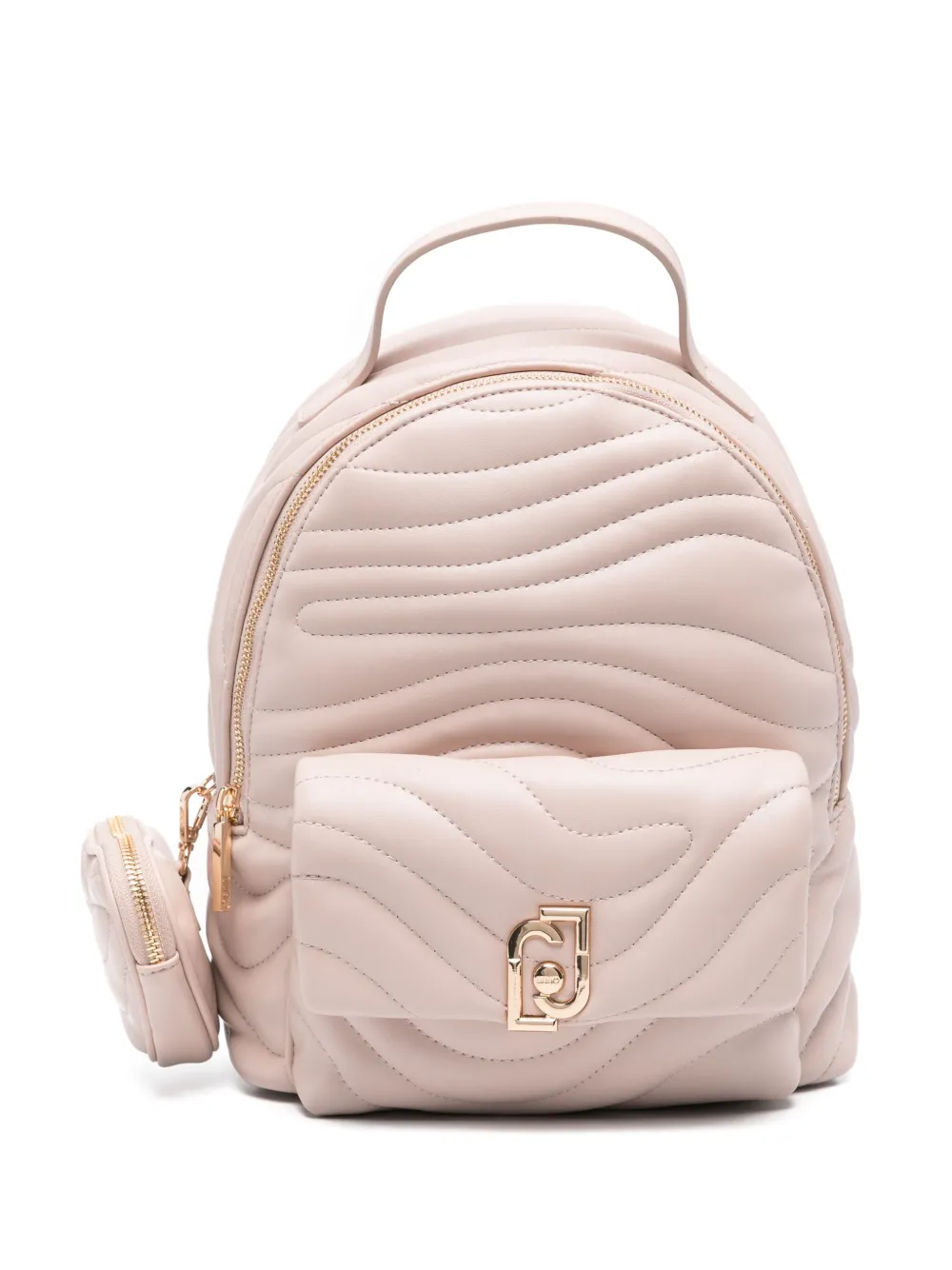 Shop Liu •jo Matelassé Logo-plaque Backpack In Pink