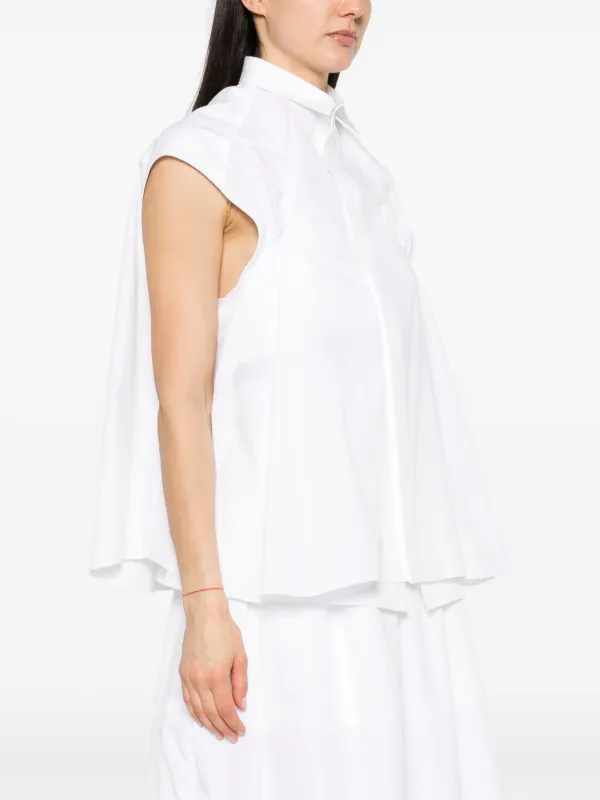 Sacai レイヤード ノースリーブ ブラウス | ホワイト | FARFETCH JP