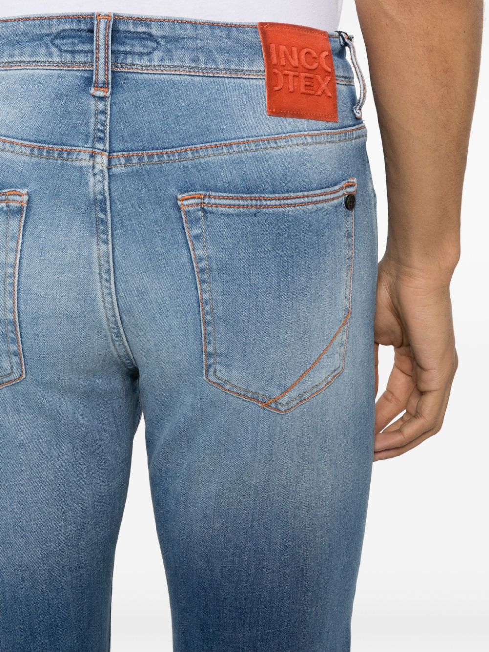 Incotex Jeans met contrasterend stiksel Blauw