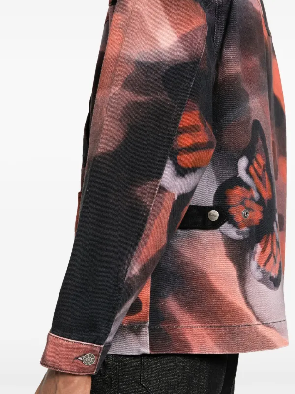 RASSVET abstract-print Denim Jacket | Pink | FARFETCH TR 