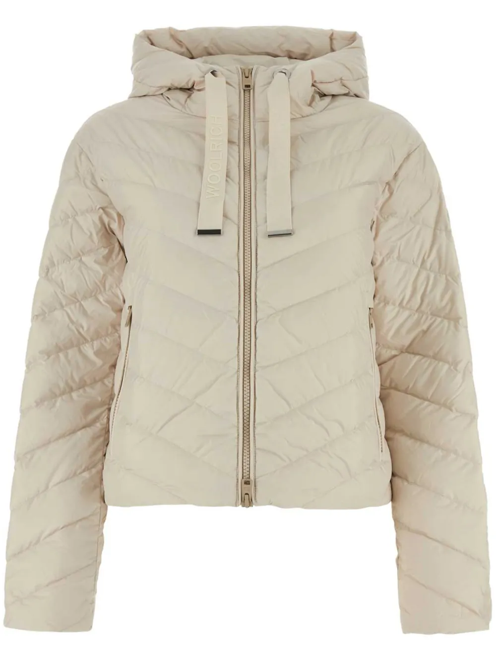 Woolrich Donsjack met chevron streep Beige