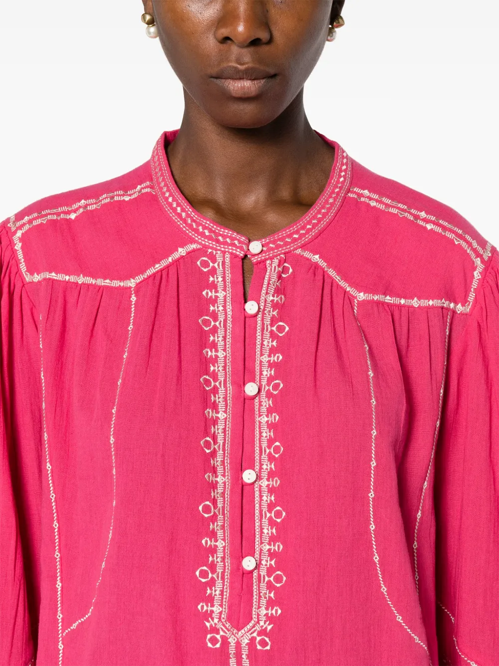 Shop Isabel Marant Étoile Pelson Embroidered-detailing Blouse In Pink