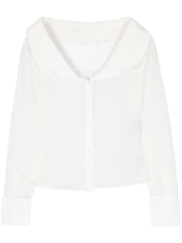 Jacquemus La Chemise Brezza off-shoulder Shirt White
