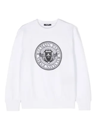 Balmain Kids Coin print Sweatshirt White FARFETCH SA