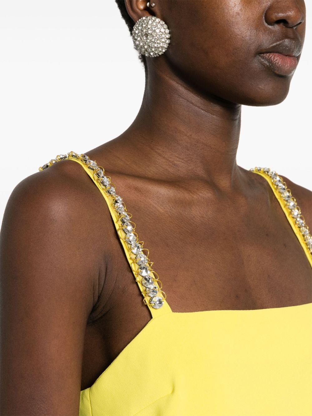 Shop Pinko Crystal-embellished Dress In Yellow
