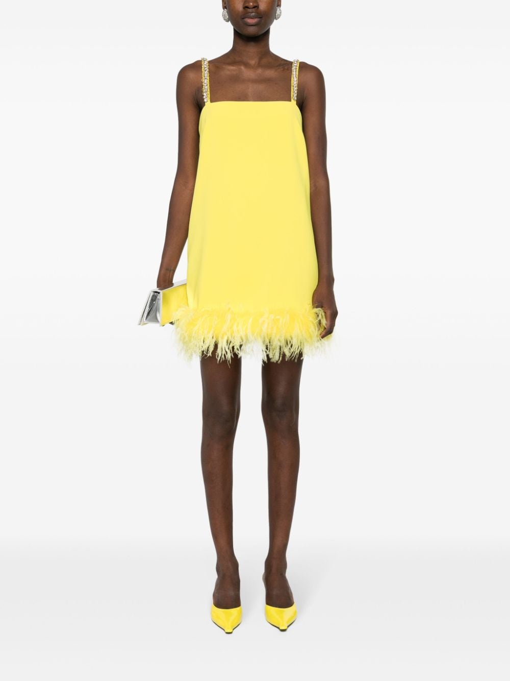 Shop Pinko Crystal-embellished Dress In Yellow