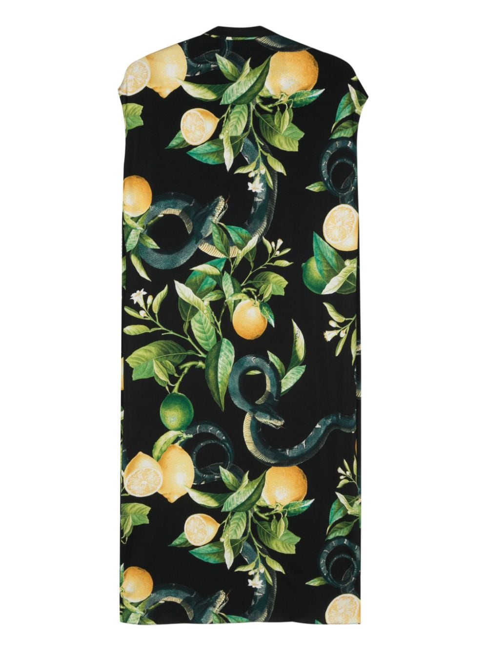 Shop Roberto Cavalli Lemon-print Midi Dress In Black