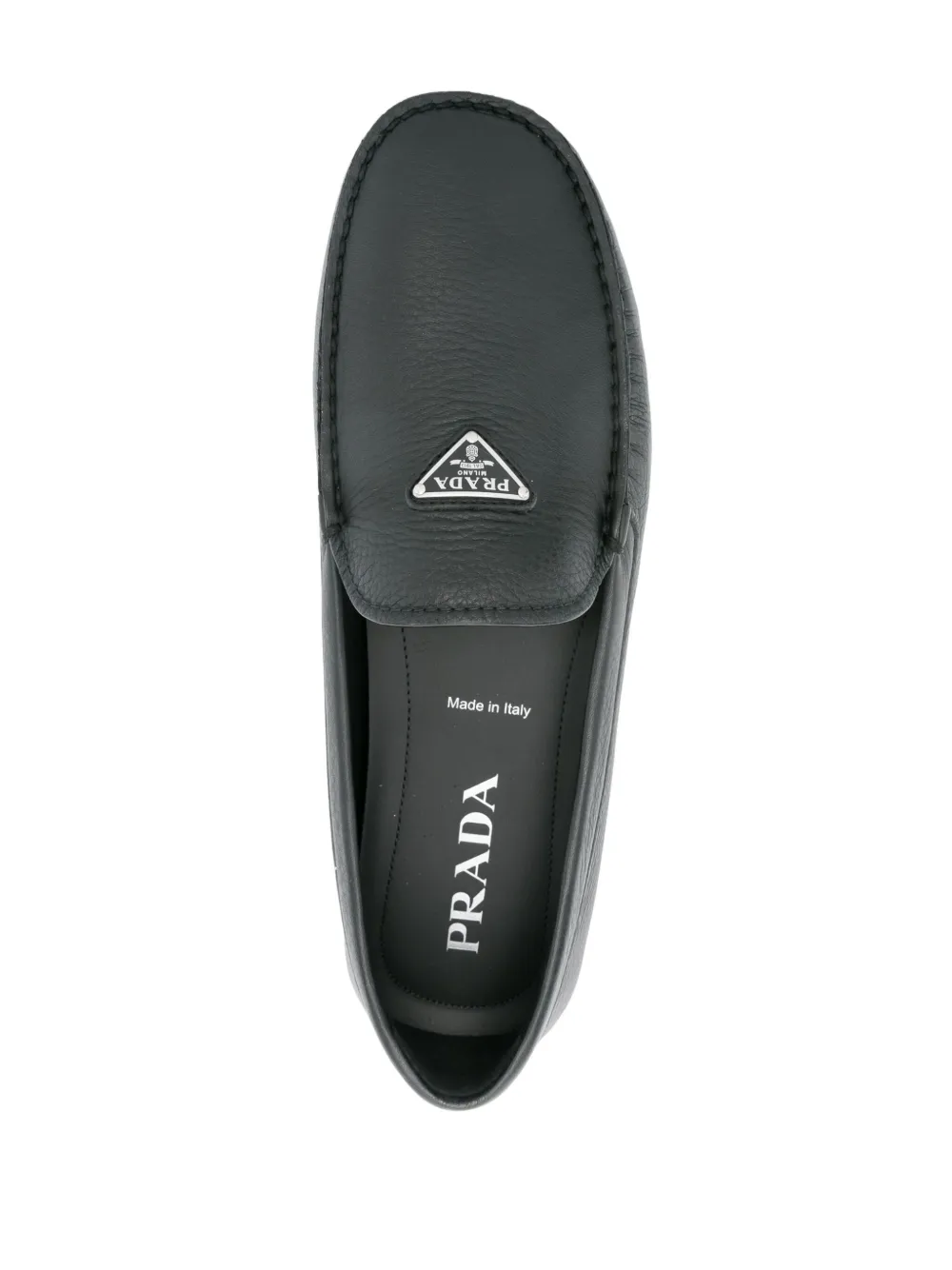 Prada triangle-logo leather loafers Black