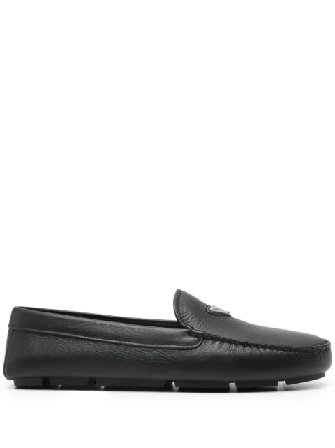 Prada triangle-logo leather loafers