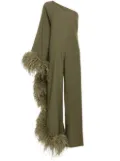 Taller Marmo Ebro feather-trim jumpsuit - Green