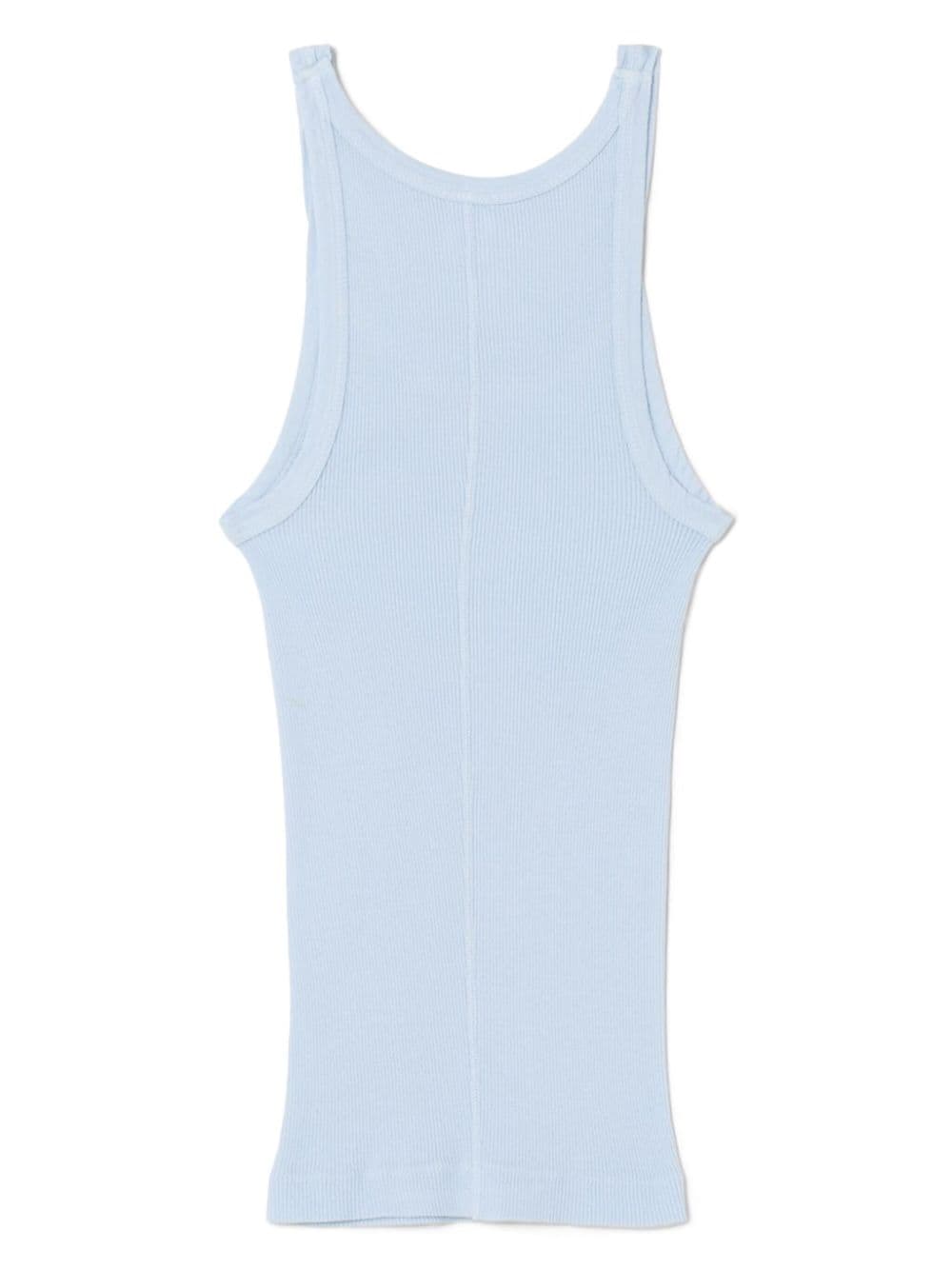 Shop Re/done Ribbed-knit Cotton Tank Top In Blue