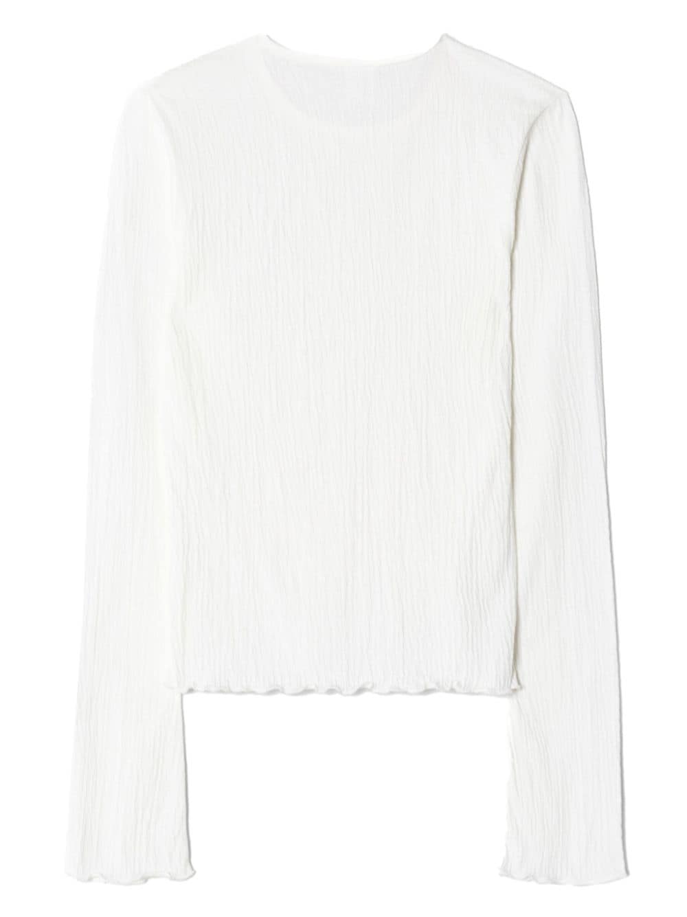 Shop Re/done Bell-sleeved Crinkled Top In White