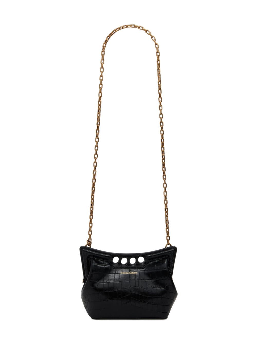 Shop Alexander Mcqueen Mini The Peak Shoulder Bag In Black