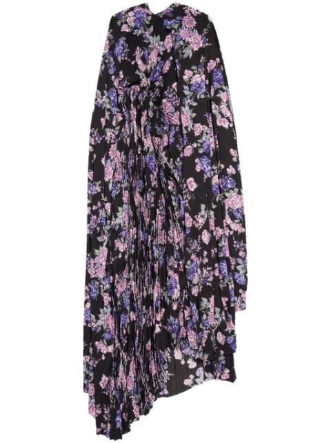 Balenciaga floral-print pleated maxi dress 